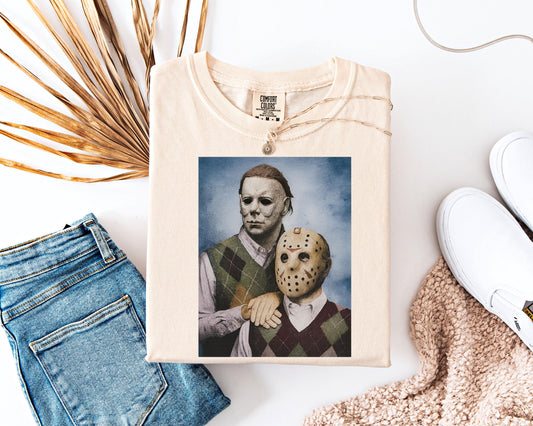 Michael Myers and Jason Shirt, Retro Horror Movie Icons , Funny