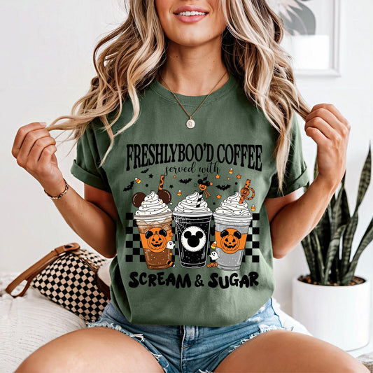 Freshly Boo’d Disney Coffee Shirt, Halloween Scream and Sugar ,