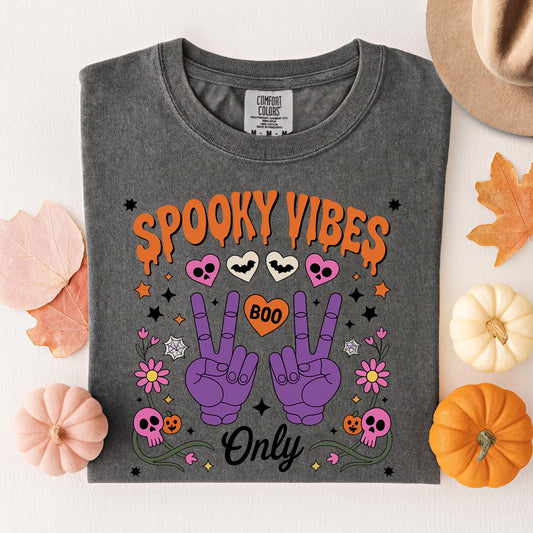 Spooky Vibes Only Shirt, Cute Halloween Comfort Colors , Retro