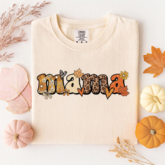 Fall Mama Shirt, Cute Autumn Comfort Colors , Leopard Print